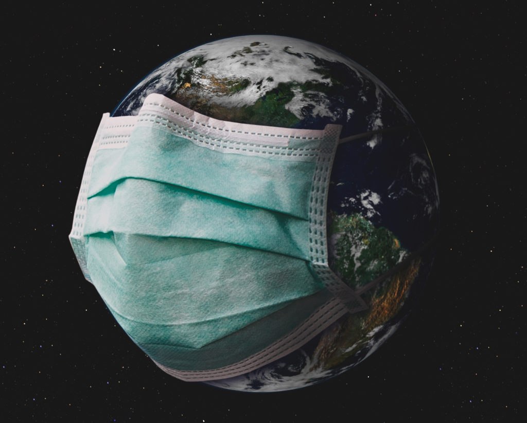 earth with face mask